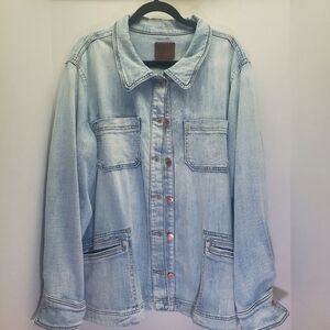 Maurices Jean Jacket Mid Thigh 4 Pocket Copper Rivet Buttons Womans 1X